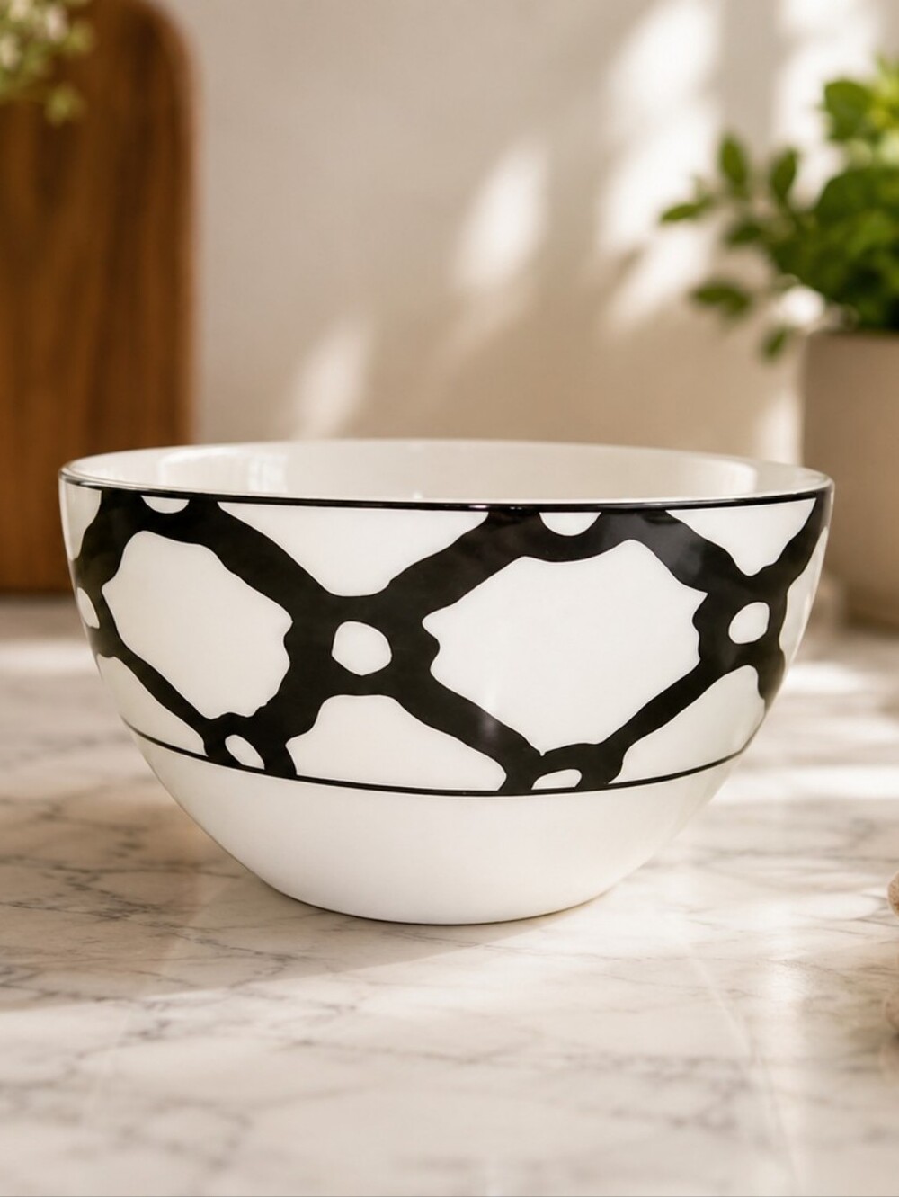 kate Spade Lenox Exeter Road White Ceramic Bowl with Black Logo Detail